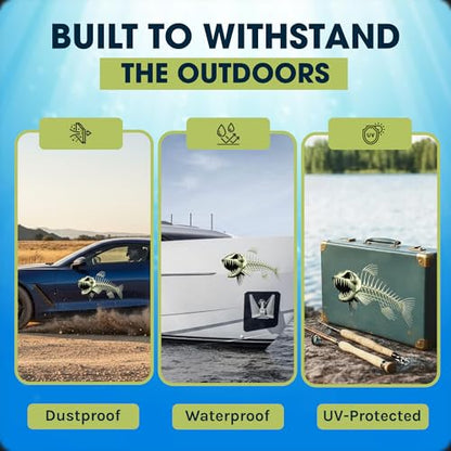Skeleton Beautiful Fish Decal | Fishing Decal for Boat, Car, Vehicle, Truck Etc. | Waterproof Vinyl Sticker | Many Sizes & Styles Available | 12" to 40" by Digital Fish Art (Small, Position 2) - color: Position 2, size: Small
