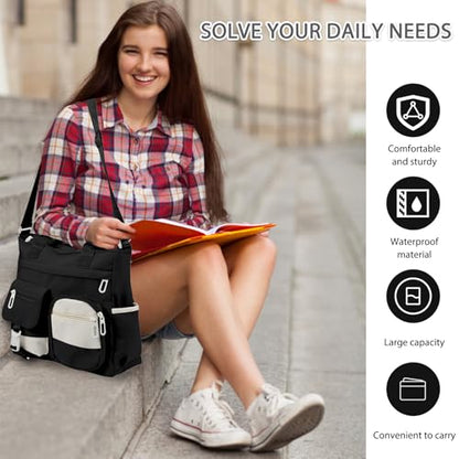 Women's Messenger Bag - Professional Crossbody Work Satchel Stylish Office Purse for Business Travel & Commuting - color: Black