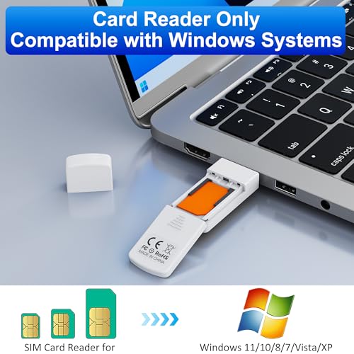SIM Card Reader-Micro/Nano/Standard Sim Card Readers-USB to SIM Card Adapter Edit,Sim Card Adapter Kit with Eject Pin and Read Messages/Contacts,SIM Card Reader for Laptops Computer Windows