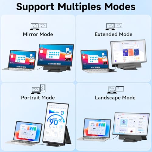 Portable Monitor 24" 100Hz for Work Home Office Game, 1080P FHD IPS Laptop Screen Extender with Rotating Stand & VESA, Laptop Monitor Extender USB-C HDMI Plug-Play for Mac Windows PS Switch Xbox Phone