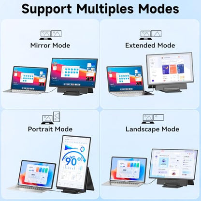Portable Monitor 24" 100Hz for Work Home Office Game, 1080P FHD IPS Laptop Screen Extender with Rotating Stand & VESA, Laptop Monitor Extender USB-C HDMI Plug-Play for Mac Windows PS Switch Xbox Phone