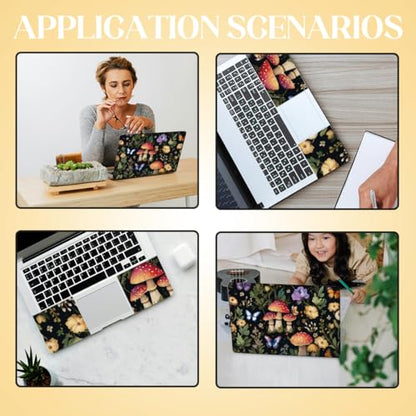 SUPERDANT Mushroom Butterfly Laptop Skin 3 Pcs Main Touchpad Decals Removable PVC Sticker for 12 13 14 15 15.6 inch Notebook Colorful - style: Mushroom And Butterfly