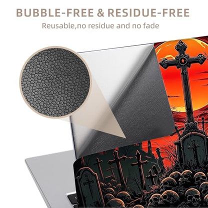 Universal Laptop Skin Sticker for 12/13/14/15.6 Inch Laptops, Reusable Vinyl Laptop Decal Cover, Waterproof Scratch Resistant Notebook Skin with 2 Wrist Pads,Crossed Skulls - color: Crossed Skulls