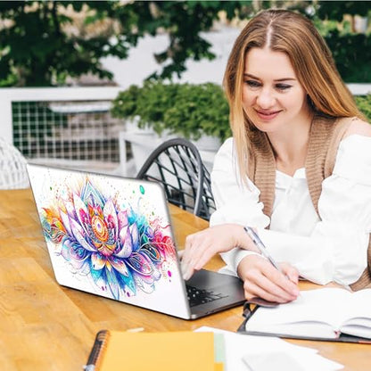 Laptop Skin Sticker Decal, Universal Reusable Vinyl Laptop Cover for 12" 13" 13.3" 14" 15" 15.4" 15.6" Notebook PC, Waterproof Scratch-Resistant with 2 Wrist Pads, Easy to Apply & Remove,Lotus Flower - color: Lotus Flower