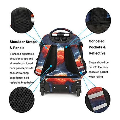 Tilami Rolling Backpack 19 inch with Lunch Bag Wheeled Laptop Backpack (Football) - color: Football