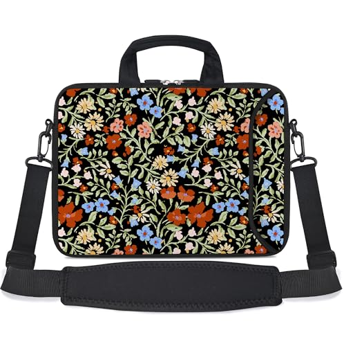 17 inch Laptop Shoulder Bag Carrying Case with Handle Fits 15.6/16/17/17.3/17.4 inch Laptop Notebook (Flowers2, 16-17.3 inch) - color: Flowers2