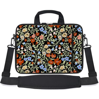 10 inch Messenger Bag Carrying Case with Handle Accessory Pocket Fits 7 to 10-Inch Laptops/Notebook/Kids Tablet (7-10.2 inch, Flowers2) - color: Flowers2, size: 7-10.2 inch
