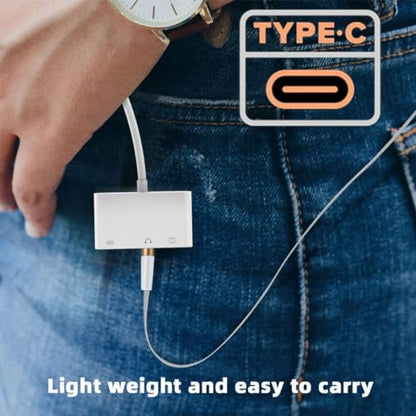 chenyang 3 in 1 USB C to 3.5mm Audio AUX & USB 2.0 Socket OTG Adapter with PD 15W Charge for Laptop Tablet Phone - style: 3.5mm/USB3.0 3-in-1