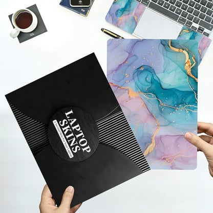 Universal Laptop Skin Sticker with 2 Wrist Pad Decals, 3-Piece Removable Vinyl Laptop Cover, Marbles Waterproof Anti-Scratch, Easy-Trim Fit for 13.3" 14" 15.6" Laptops - color: Marbles