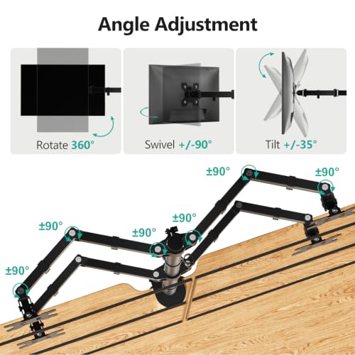 WALI Quad Monitor Desk Mount, 4 Monitor Stand Fits Heavy Duty Computer Screen up to 27 inch, Full Adjustable Arm Holds up to 22 lbs per Arm (M004), Black - size: 13"-27", style: Quad