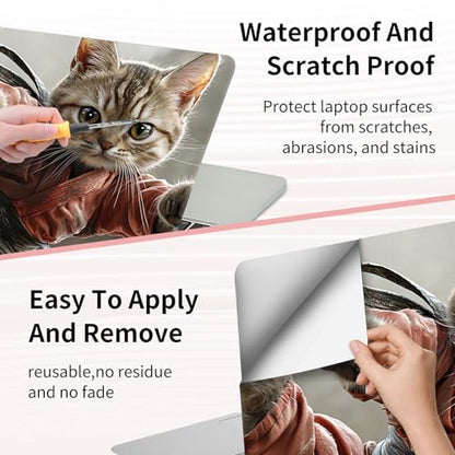 Laptop Skin Sticker 3-Piece Set,Cute Cats | Trim-to-fit 3-piece vinyl set with one 15 x 10.6 in lid skin and two palm-rest decals for many 12-15.6 in laptops - color: Cute Cats