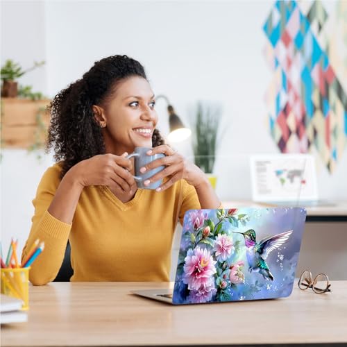 Universal Laptop Skin, DIY Cut-to-Fit Vinyl Cover Compatible with HP, Dell, Lenovo, Mac (13.3" to 15.6"), Anti-Scratch, No Residue & Bubble-Free Protective Decal Sticker, Hummingbird Pink Flower - color: Hummingbird Pink Flower