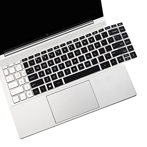 2 PCS Keyboard Cover for HP Laptop 14 & HP Pavilion x360 14m-dw 14m-dy 14-dv, HP 14m-dw1010wm dw1023dx dw1033dx 14m-dy0033dx 14m-dy0023dx 14m-dy0013dx 14m-dw1013dx dw0023dx dw0033dx - color: Black+Clear