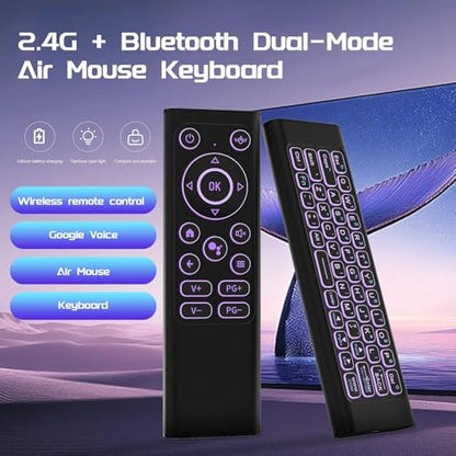 iPazzPort Air Mouse & PC Remote Keyboard: Bluetooth & 2.4G Backlit | Rechargeable • Aluminum Alloy Design • Compatible with Laptop, Android TV Box, HTPC