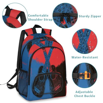 Guitar Rock Music Large Backpack for Women and Men Waterproof Travel Laptop Backpack Lightweight Business Work Daypack Fits 17 Inch Computer - color: Multicolor 6