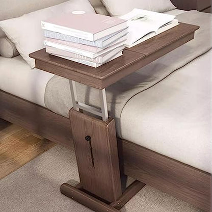 Coffee Table, Height-Adjustable C-shaped Side Table, Folding Coffee Table with Tilting Table Top, Sofa Bedside, Laptop Stand, TV Tray with Storage Basket, Snack Side Table