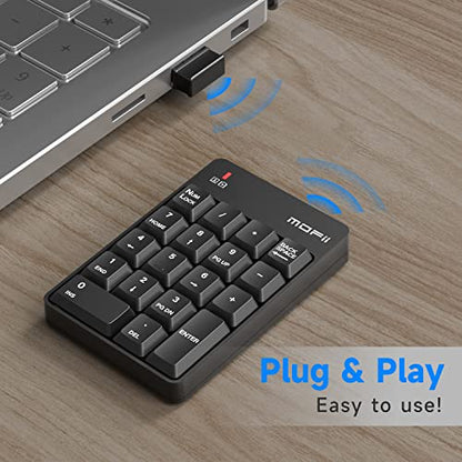 MOFII Number Pad - Black Wireless 2.4G Numeric Keypad Silent 19 Keys USB Keypads, Portable Financial Accounting Numpad 10 Key for Laptop/Notebook/Surface Pro/PC - color: Black-B