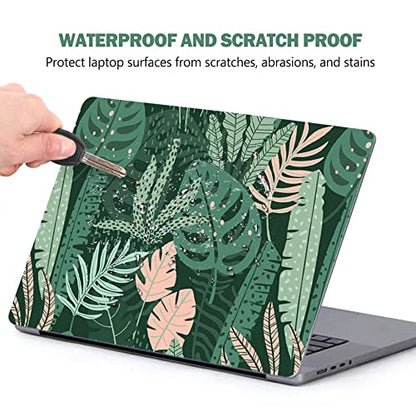 AIMSA Laptop Skin Sticker Decal, 12 13 13.3 14 15 15.4 15.6 inch Laptop Art Decal Protector Notebook Netbook PC 15.6" Universal Vinyl Cover, Pink Green Leaves - color: Pink Green Leaves