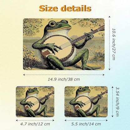 Universal Laptop Skin Sticker with 2 Wrist Pad Decals, 3-Piece Removable Vinyl Laptop Cover, Music Frog Waterproof Anti-Scratch, Easy-Trim Fit for 13.3" 14" 15.6" Laptops - color: Music Frog