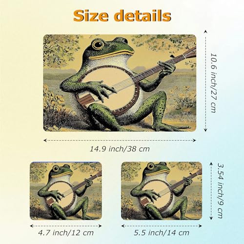 Universal Laptop Skin Sticker with 2 Wrist Pad Decals, 3-Piece Removable Vinyl Laptop Cover, Music Frog Waterproof Anti-Scratch, Easy-Trim Fit for 13.3" 14" 15.6" Laptops - color: Music Frog