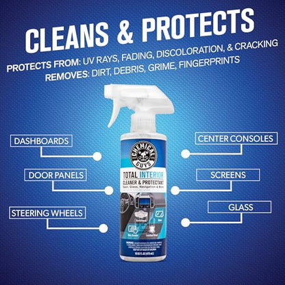 Chemical Guys Total Interior Cleaner Variety Kit With Storage Bag | 3 Scents, Fresh, New Car, & Black Cherry Scents, 3 Microfiber Towels, & Giftable Car Care Bag - size: 48 Fl Oz (Pack of 1), style: BAG KIT
