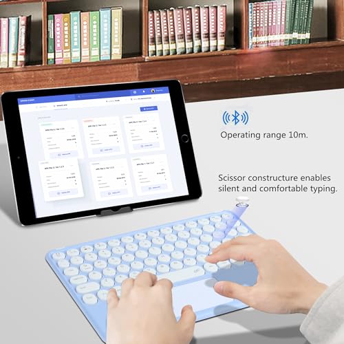 Wireless Bluetooth Keyboard with Touchpad 10inch Portable Rechargeable Slim Keyboard for iPad Pro/iPad Air/iPad 9.7/iPad 10.2/iPad mini and Other iOS Android Windows Devices(Purple) - color: Purple