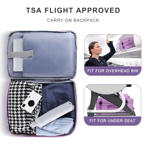 Large Travel Backpack, Laptop Backpack for women, Expandable 52L Carry On Backpack, TSA Water Resistant Weekender 18.4 Inch Laptop Backpack, Anti Theft Business Computer Bag with Port, Purple - color: Purple