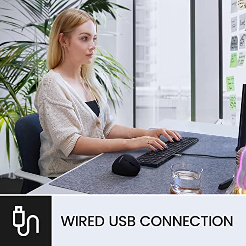 Perixx PERIBOARD-215B US, Wired Keyboard - Ultra Slim Scissor Keys - 2 Built-in USB-A & USB-C Ports - Detachable Cable - Black - US English - style: Wired with 4 Hubs