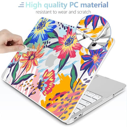 MEEgoodo 4-in-1 Printed Case for MacBook Neo 13 inch 2026 Release Model A3404, Laptop Hard Shell Cases with Keyboard Skin & Screen Protector & Webcam Covers, Art Painted Flowers - color: Art Painted Flowers