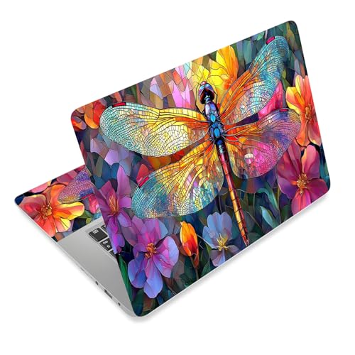 Laptop Skin Sticker Decal for 12 13 13.3 14 15 15.6 in, Universal Vinyl Waterresistant Protector Cover for Notebook PC Netbook, Computer Decor for Women Girls Colorful Dragonfly Art - color: Colorful Dragonfly Art