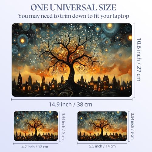 Universal Laptop Skin Sticker Decal,15.6 Inch Laptop Vinyl Cover for 13" 14" 15.6" Laptop,Scratch-Resistant Waterproof Protector Wrap,Reusable with Wrist Pads,Starry City Tree - color: Starry City Tree