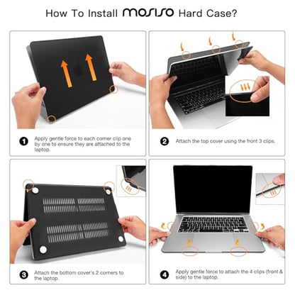 MOSISO Compatible with MacBook Air 15 inch Case M5 2026 M4 M3 M2 2025-2023 | A3448 A3241 A3114 A2941, Scratch-Resistant Protective Hard Shell Case&Keyboard Cover&ScreenFilm&Pouch, Gray - color: Gray