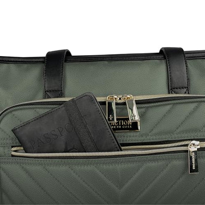 Kenneth Cole REACTION Chelsea Quilted Chevron 15" Laptop & Tablet Business Tote with Removable Shoulder Strap - color: Olive