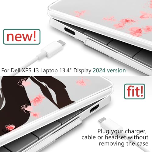Batianda Pink Cherry Blossoms for Dell XPS 13 Laptop 2024 2025 | Fits Model 9340/9345/9350 13.4" Display, Lightweight Slim Hard Shell Protection for Girls, Students and Cherry Blossom Lovers - color: Cherry blossoms