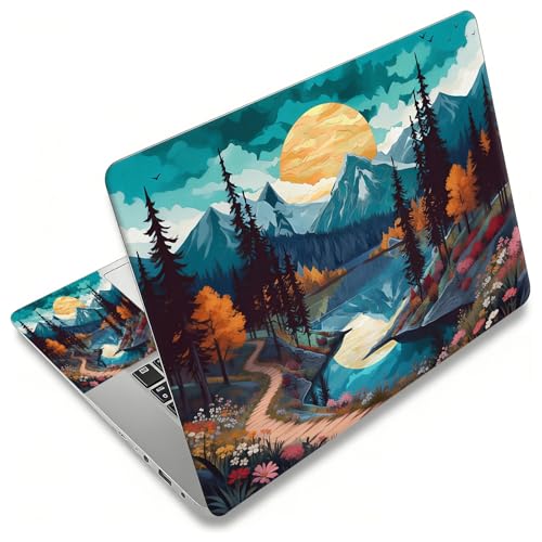Laptop Skin Sticker Decal, Universal Reusable Vinyl Laptop Cover for 12" 13" 14" 15" 15.4" 15.6" Notebook PC, Reusable Waterproof Scratch-Resistant with 2 Wrist Pads,Mountain Abstract Watercolor Art - color: Mountain Abstract Watercolor Art