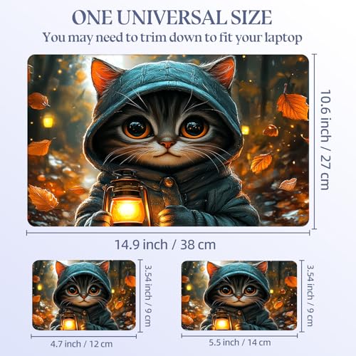 Universal Laptop Skin Sticker Decal, 15.6 Inch Laptop Vinyl Cover for 13" 14" 15.6" Laptop, Waterproof Scratch-Resistant Protector Wrap, Reusable with Wrist Pads,Hooded Lantern Cat - color: Hooded Lantern Cat