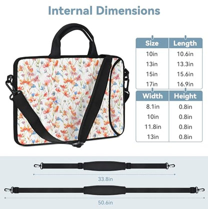 17 inch Laptop Shoulder Bag Carrying Case with Handle Fits 15.6/16/17/17.3/17.4 inch Laptop Notebook (Flowers1, 16-17.3 inch) - color: Flowers1