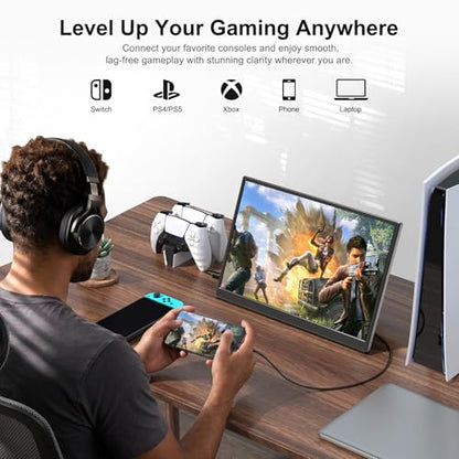 Portable Monitor 14 Inch 1200P USB-C HDMI Ultra-Slim Travel Monitor with Kickstand, Compatible with Xbox, Laptop, PC, Mac Phone, PS, Swich IPS Ultra-Thin Zero Frame Gaming Monitor - size: 14" 1200P