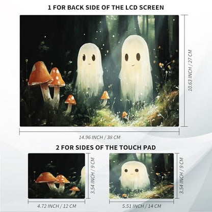 Universal Laptop Skin, DIY Cut-to-Fit Vinyl Cover Compatible with HP, Dell, Lenovo, Mac (13.3" to 15.6"), Anti-Scratch, No Residue & Bubble-Free Protective Decal Sticker, Cute Ghost Forest - color: Cute Ghost Forest