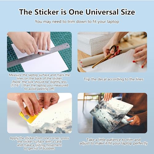 Universal Laptop Skin Sticker with 2 Wrist Pad Skins, Waterproof Scratch Resistant Vinyl Laptop Cover Decal, Cut to Fit for 11–15.6 Inch MacBook HP Dell Lenovo, Chinese Pastoral Painting - color: Chinese Pastoral Painting
