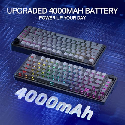 Redragon K673 PRO Wireless 81-Key RGB Gasket Gaming Keyboard, Scroll Knob | Multi-Function Control Wheel, 0-Delay Tri-Mode, Cushioned 5-Layer Noise Dampening for Creamy Thocky Sound, Compact 80% Size - color: Concrete Jungle, size: 81 Keys + No LCD Screen