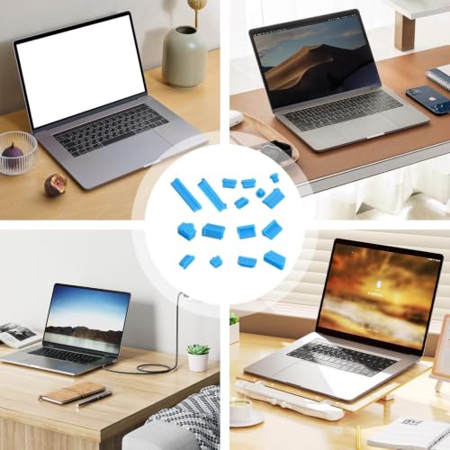 USB C Dust Plug Flexible Soft Silicone Protector 16pcs | Pc Interface Stopper for Computer PC - color: Blue