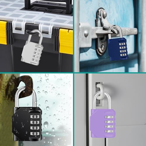 ZHEGE Combination Lock, 4 Digit Combination Padlock, Gym Lock (Purple) | School Lock, Outdoor Use - color: 1P, Purple, size: 1P