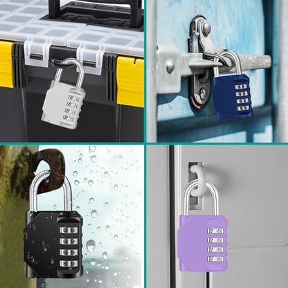 ZHEGE Combination Lock, 4 Digit Combination Padlock, Gym Lock (Purple) | School Lock, Outdoor Use - color: 1P, Purple, size: 1P