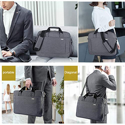 Voova 15.6-15 Inch Laptop Bag, Computer Bag, MacBook Bag, Gray | Expandable splash-proof laptop messenger bag with removable strap; fits notebooks, MacBook, HP, Dell, Lenovo and Asus - color: Gray, size: 14-15.6 Inch