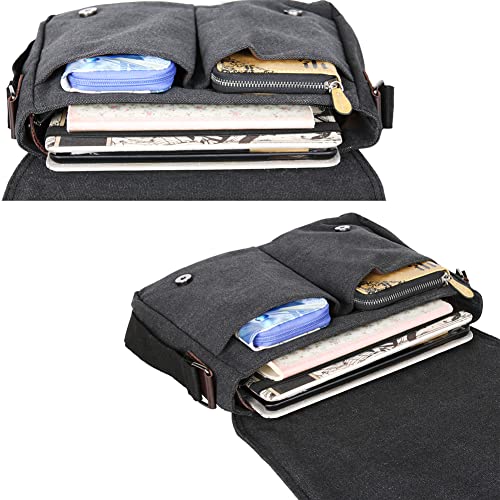 Canvas Cute Cat Kitty Messenger Bag Girls Crossbody Bag Shoulder Bag Cute Satchel School Bag - color: Black