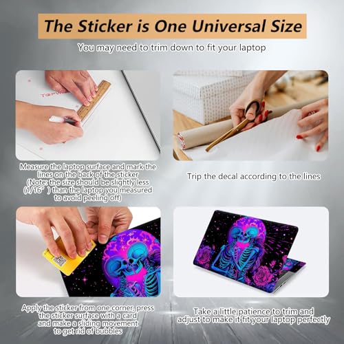 Laptop Skin Sticker for 12.1”-15.6“ Laptops (Fits 13”, 13.3”, 14”, 15”, 15.4”) | Protective Universal Reusable Vinyl Art Decal Cover | Waterproof & Scratch-Resistant-Skeletons in Love Purple - color: Skeletons in Love Purple