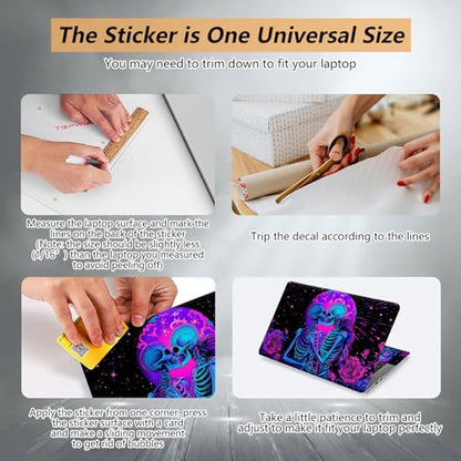 Laptop Skin Sticker for 12.1”-15.6“ Laptops (Fits 13”, 13.3”, 14”, 15”, 15.4”) | Protective Universal Reusable Vinyl Art Decal Cover | Waterproof & Scratch-Resistant-Skeletons in Love Purple - color: Skeletons in Love Purple