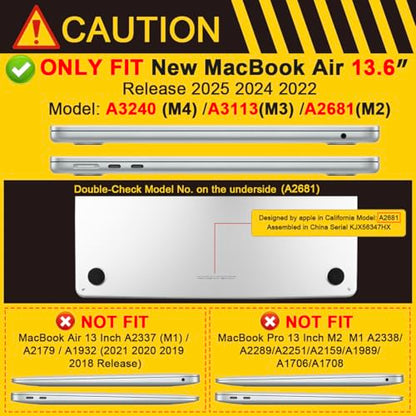 Batianda LumiArt Case for MacBook Air 13.6" M2-M5 Chip, Tropical Line | 4-in-1 set with tropical leaf line art design, ultra slim hard shell protection for minimal, office and nature users - color: Tropical Line Art
