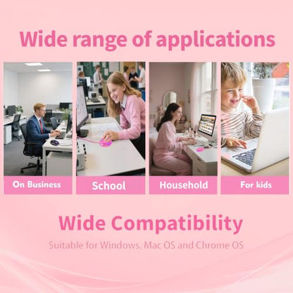 SOON GO Pink Mouse,Computer Mouse,with 1.5m Pink USB Cable - Compatible with Windows, Linux, Mac, Laptop, PC & Desktop - Ideal for Office, Home, Business, School, Kids & Women - color: Pink